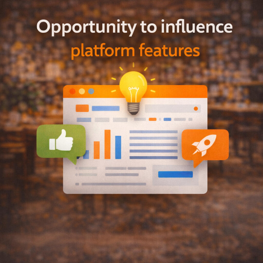 Opportunity to influence platform features Opportunity to influence platform features